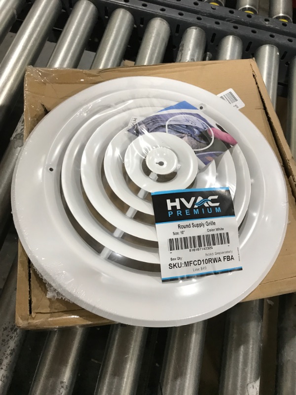 Photo 2 of 10" Round Ceiling Diffuser - Easy Air Flow - HVAC Vent Duct Cover [White] - [Outer Dimensions: 13.75"]