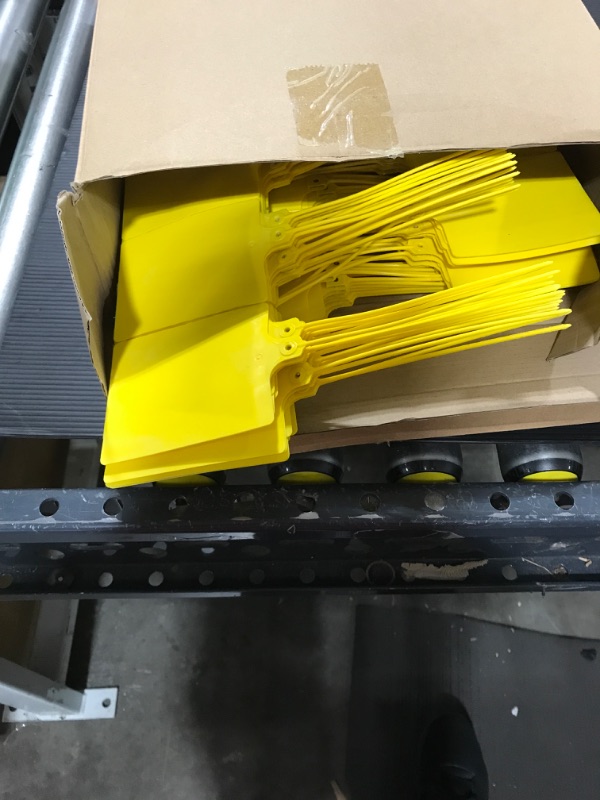 Photo 2 of 300 Pcs Yellow Plastic Waterproof Shipping Tag and 5 Black Permanent Marker Pens Large Shipping Tags Seal Tags Zip Tie Label Tags Labeling Pricing Luggage 4 x 3.3 Inches 