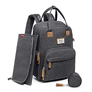 Photo 1 of Diaper Bag Backpack, RUVALINO Neutral All-in-One Baby Bags for Boy Girl, Multifunction Large Travel Backpack with Portable Changing Pad, Stroller Straps, Pacifier Case and Insulated Pockets, 
Color Dark Gray
