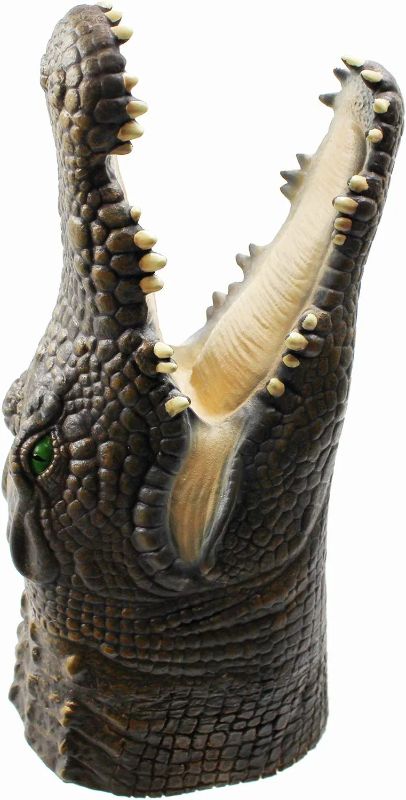 Photo 1 of Yolococa Alligator Puppet Crocodile Head Puppets Realistic Soft Latex Rubber Animal Glove Hand Puppet for Kids
