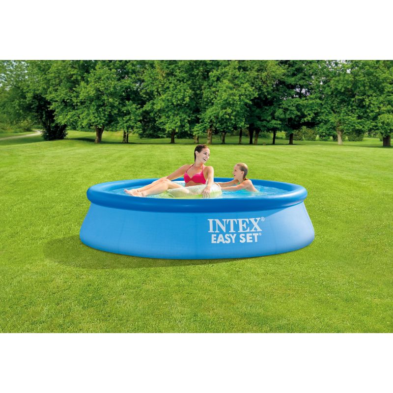 Photo 1 of Intex 28106EH 8 X 24 Inch Easy Set Inflatable Outdoor Family Swimming Pool Blue