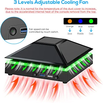 Photo 1 of Cooling Fan Dust Proof for Xbox Series X Console with Colorful Light Strip,MENEEA Dust Cover Filter,Rubber Dust Plugs,Low Noise Top Fan with 3 Gears,Cooler&Light Independent Touch Switch, 2 USB Port
