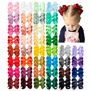 Photo 1 of 80 PCS Boutique Grosgrain Ribbon Pinwheel 3" Hair Bows Alligator Clips For Babies Toddlers Teens
