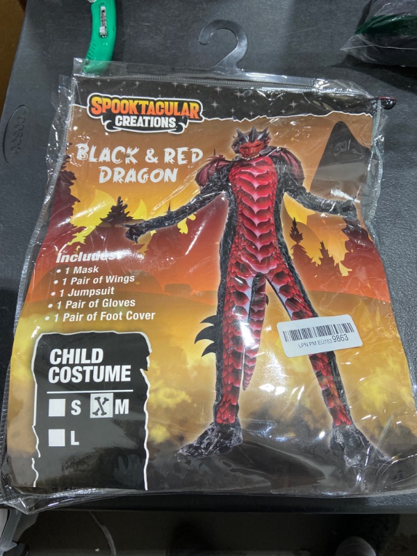 Photo 1 of Spooktacular Creations Child Black and Red Dragon Costume, Boys Dragon Wings, Tail and Mask Set for Halloween Dress Up 
SIZE M 