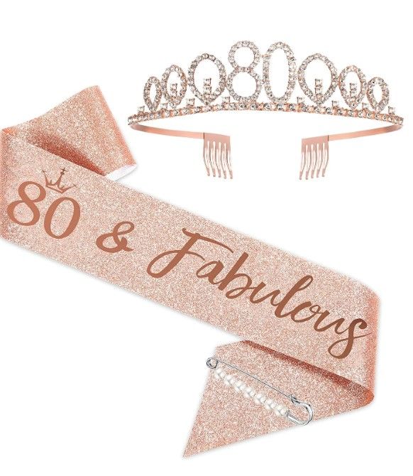Photo 1 of 80th Birthday Sash and Tiara for Women, Rose Gold Birthday Sash Crown 80 & Fabulous Sash and Tiara for Women, 80th Birthday Gifts for Happy 80th Birthday Party Favor Supplies
PINK 