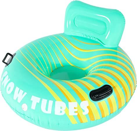Photo 1 of 47" Snow Tube Sled with Backrest, FindUWill Inflatable Snow Sleds Tubes with Handles Heavy Duty Snow Sledding for Adults