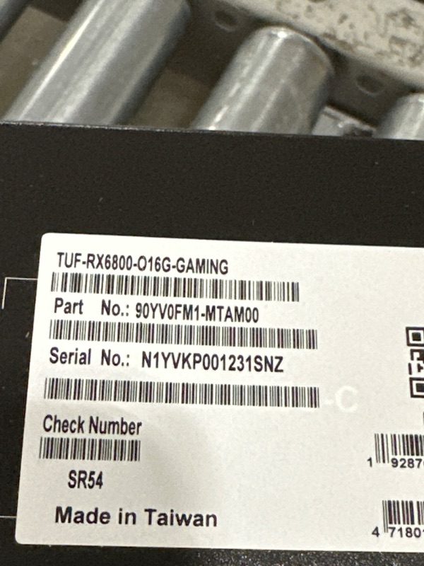 Photo 4 of ASUS TUF Gaming AMD Radeon™ RX 6800 OC Edition Graphics Card (PCIe 4.0, 16GB GDDR6, HDMI 2.1, DisplayPort 1.4a, Dual Ball Fan Bearings, All-Aluminum Shroud, Reinforced Frame, GPU Tweak II) Graphic Card