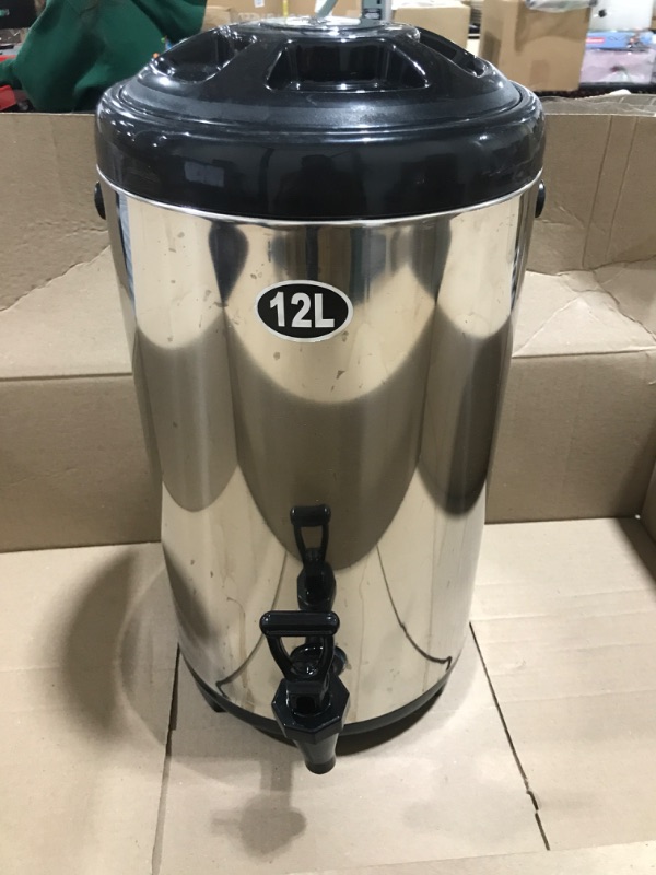 Photo 1 of 12L STAINLESS STEEL MILK TEA BARREL WITH FAUCET WHITE
