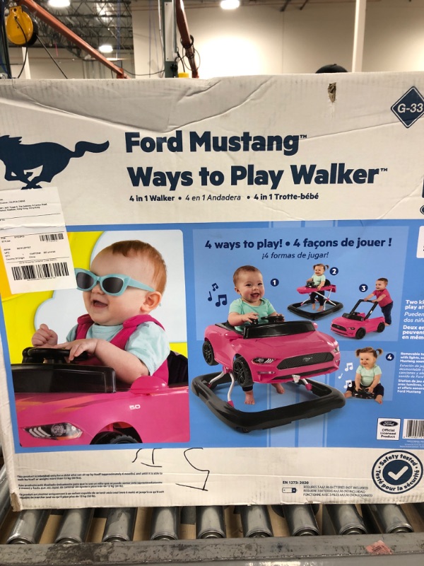 Photo 1 of Bright Starts Ford Mustang Ways to Play 4-in-1 Baby Activity Push Walker, Pink, Age 6 months+ Ford Mustang Pink