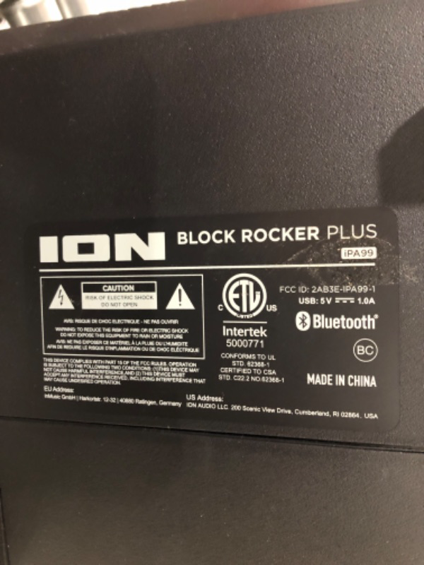 Photo 3 of ION Audio Block Rocker Plus - Portable Bluetooth Speaker 100W W/Battery, Karaoke Microphone, AM FM Radio, Wheels & Telescopic Handle and USB Charging, Black