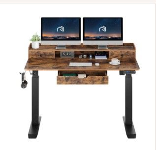 Photo 1 of Rolanstar Single Motor Free Standing Electric Height Adjustable Desk With Drawers And Headphone Hooks 47 Inch
