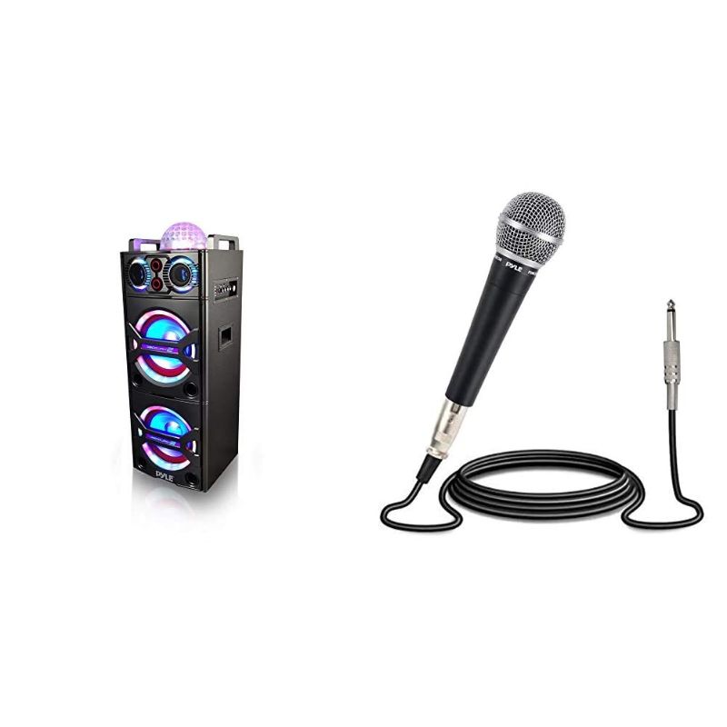 Photo 1 of PORTABLE BLUETOOTH PA SPEAKER SYSTEM - 2000W ACTIVE POWERED OUTDOOR BLUETOOTH SPEAKER PORTABLE PA SYSTEM W/ MICROPHONE IN & PRO INCLUDES 15FT XLR CABLE TO 1/4'' AUDIO CONNECTION, BLACK
