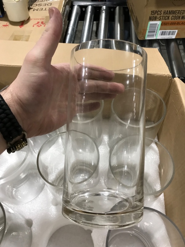 Photo 3 of 12 Pack Clear Glass Cylinder Vases, Table Flowers Vase Candle Holder for Home,Garden, Wedding Centerpiece Decorations and Formal Dinners (Width 4", Height 8") 8 Inch-12 Pack