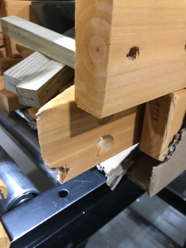 Photo 4 of cracked - wood - major damage - Kidkraft Appleton Wooden Swing Set / Playset - Dimensions: H 95 in, W 108 in, D 123 in