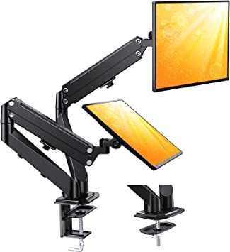 Photo 1 of ErGear Dual Monitor Stand, Dual Monitor Mount for 13-30 inch Screens up to 17.6lbs, VESA 75x75mm-100x100mm, Dual Monitor Arms with 180° Swivel, Tilt, 360° Rotation for Home and Office
