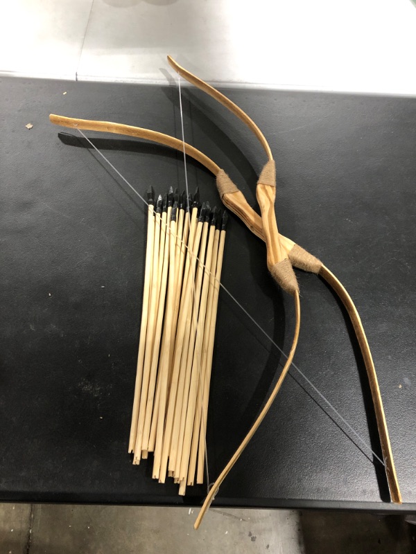Photo 1 of Island Genius Classic Wooden Bow and Arrow Archery Set Outdoor Games Toys and Gifts for Kids Boys and Girls - 2 Bows, 2 quivers and 20 Arrows