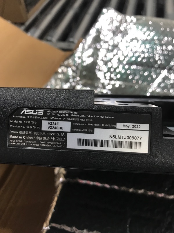 Photo 2 of ASUS 23.8” 1080P Monitor (VZ24EHE) - Full HD, IPS, 75Hz, 1ms, Adaptive-Sync/FreeSync, Low blue light, Flicker free, Ultra-slim, VESA Mountable, Frameless, HDMI, VGA
