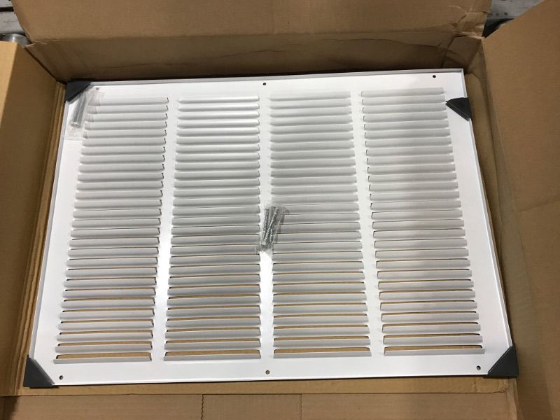 Photo 2 of 20"w X 14"h Steel Return Air Grilles - Sidewall and Ceiling - HVAC Duct Cover - White [Outer Dimensions: 21.75"w X 15.75"h] 20 X 14 White