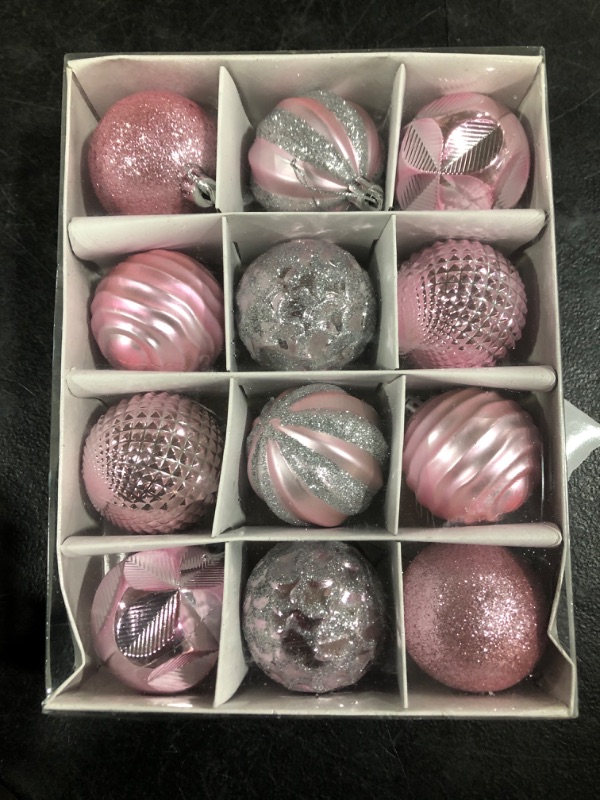 Photo 2 of 2.36‘’ Christmas Balls Ornaments - 12 Pieces - Christmas Tree Decorations - Pink