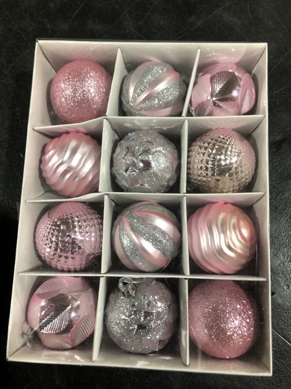 Photo 2 of 2.36‘’ Christmas Balls Ornaments - 12 Pieces - Christmas Tree Decorations - Pink