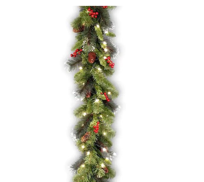 Photo 1 of 9 ft. Crestwood Spruce Garland with Clear Lights
