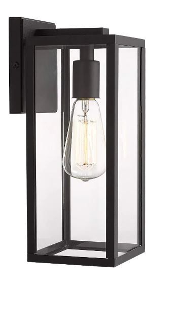 Photo 1 of Bestshared Outdoor Wall Lantern, 1-Light Exterior Wall Sconce Light Fixtures,Wall Mounted Single Light, Black Wall Lamp with Clear Glass (Black, 1 Pack)