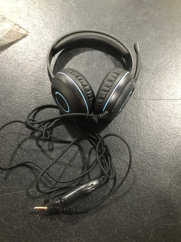 Photo 2 of Cyber Acoustics 3.5mm Stereo Headset (AC-5002) with Headphones and Noise Canceling Microphone for PCs, Tablets, and Cell Phones in The Classroom or Home Black Unit Classic