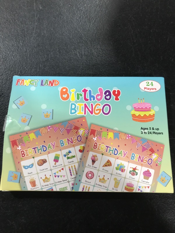 Photo 2 of Birthday Bingo Game 24 Players for Kids Party Game Supplies