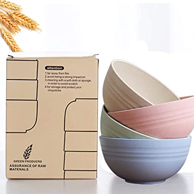 Photo 1 of 4 Wheat Straw Bowls Stylish Small Bowls Microwave Safe Bowls Set Strong and Unbreakable for Dinner Rice Dessert Snacks Noodles Cereal and More Microwave Freezer and Dishwasher Safe