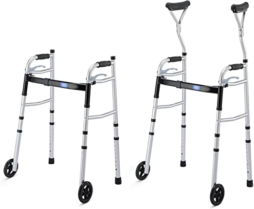 Photo 1 of  2 in 1 Narrow Walker for Small Spaces, Walker Adjustable Width and Height, Folding Walker with Arm Support