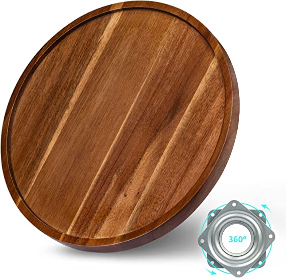 Photo 1 of  Lazy Susan Organizer for Table, 12 Inch Wooden Lazy Susan Turntable for Cabinet, Acacia Wood Turntable Kitchen Spice Rack