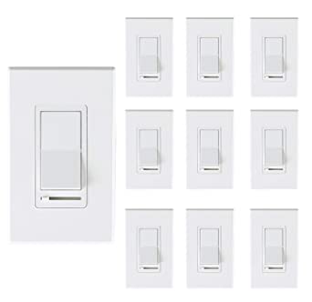 Photo 1 of [10 Pack] Cloudy Bay 3-Way/Single Pole Dimmer Electrical Light Switch for 150W LED/CFL, 600W Incandescent/Halogen,Wall Plate Included,Pack of 10
