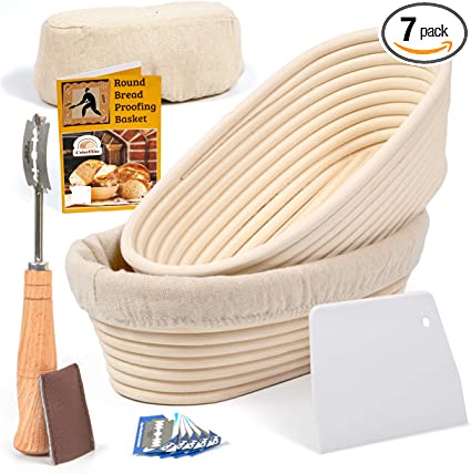 Photo 1 of 11 Inch Oval Bread Banneton Proofing Basket with Liner Cloth– Set of 2 