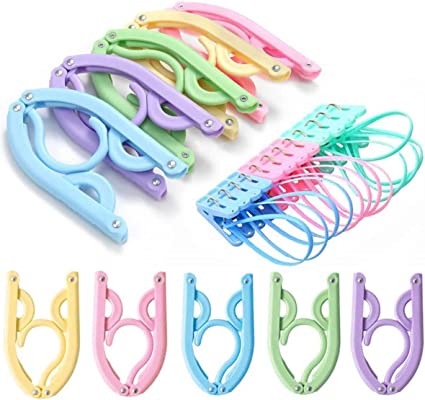 Photo 1 of 20 Pcs Travel Hangers with Clips- Portable Folding Clothes Hangers Travel Accessories Foldable Clothes Drying Rack for Travel
