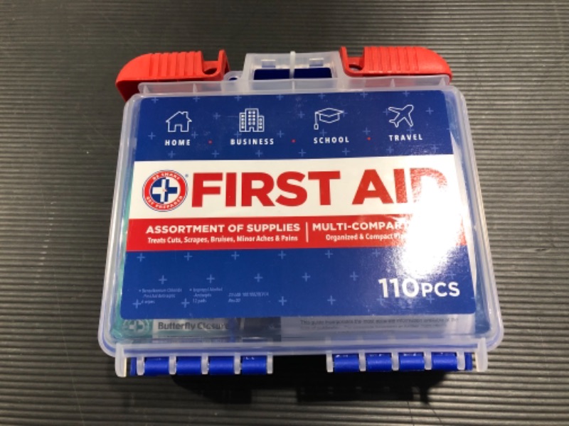 Photo 2 of Be Smart Get Prepared 110 Piece First Aid Kit: Clean, Treat, Protect Minor Cuts, Scrapes. Home, Office, Car, School, Business, Travel, Emergency, Survival, Hunting, Outdoor, Camping & Sports, FSA HSA