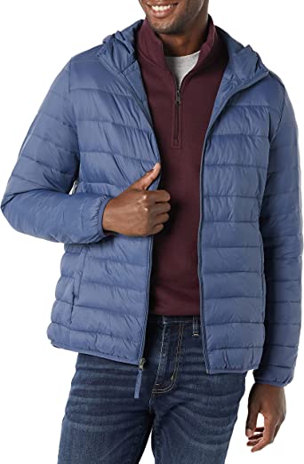 Photo 1 of Amazon Essentials Men's Lightweight Water-Resistant Packable Hooded Puffer Jacket