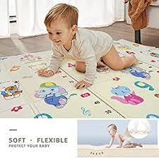 Photo 1 of Baby Play Mat , Extra Large Folding Playmat Foam Floor Baby Crawling Mat, Waterproof Reversible Non-Toxic Kids Play Mat for Infants, Toddler, Kids, Indoor Outdoor Use,Animal Train
