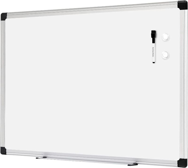 Photo 1 of Amazon Basics Magnetic Dry Erase White Board, 36 x 24-Inch Whiteboard - Silver Aluminum Frame
