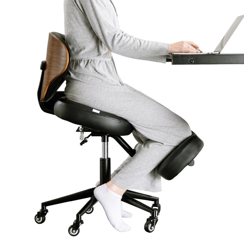 Photo 1 of YOOMEMM Kneeling Chair Ergonomic for Office with Back Support,Walnut Finish
