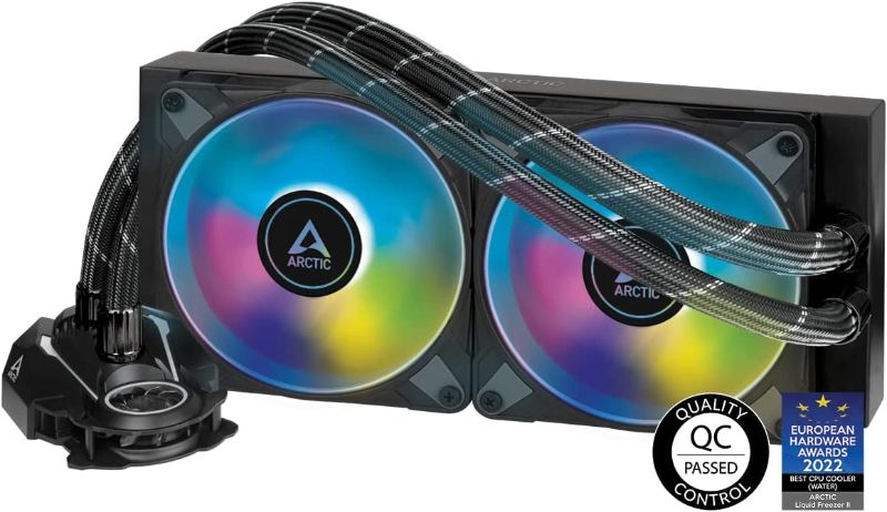 Photo 1 of ARCTIC Liquid Freezer II 240 A-RGB - Multi-Compatible All-in-one CPU AIO Water Cooler with A-RGB, Compatible with Intel & AMD, PWM-Controlled Pump, Fan Speed: 200-1800 RPM, LGA1700 compatible - Black **MISSING PARTS UNKNOWN***