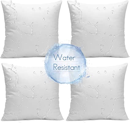 Photo 1 of Ashler 20 x 20 Outdoor Pillow Inserts Set of 4 Water Resistant Throw Pillow Inserts Hypoallergenic Pillow Insert for Patio, Bench, Garden, Indoor Outdoor Decorative Made in USA
