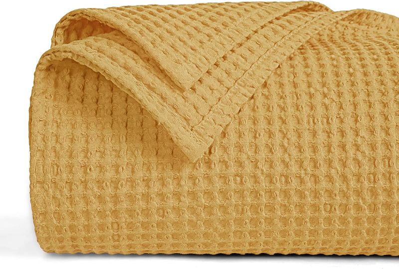 Photo 1 of  100% Cotton Baby Waffle Blankets 30" x 40“ - 405GSM Washed Warm Soft Breathable Comfortable Swaddling Receiving Sleep Blankets - Baby Toddler Blanket for Boys and Girls, Ginger