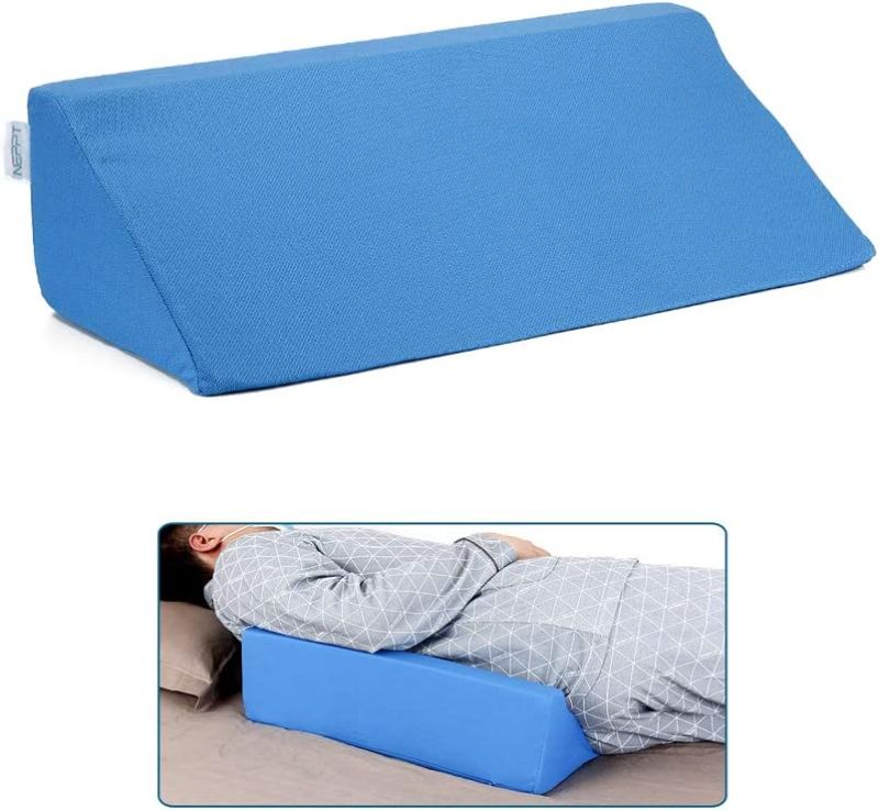 Photo 1 of NEPPT Wedge Pillow Body Position Wedges Back Positioning Elevation Pillow Case Pregnancy Bedroom Eevated Body Alignment Ankle Support Pillow Leg Bolster (Blue)