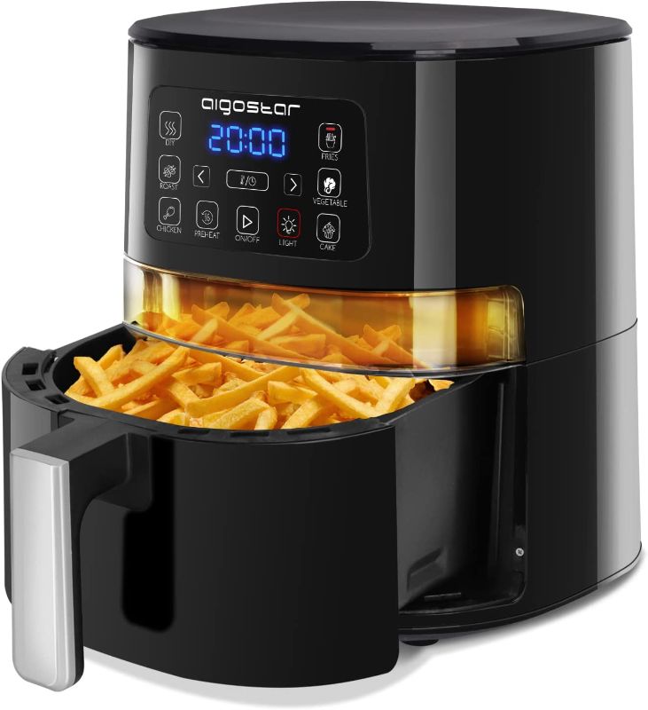 Photo 1 of 4.2 Quart Air Fryer, Aigostar 1500W Digital Air Fryer with Viewing Window, 7 One-Touch Presets & Auto Shutoff, Adjustable Temperature Control, Nonstick Basket Oilless Hot Airfryer Small Air Fryer