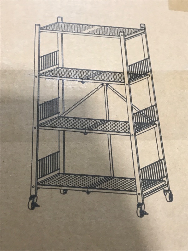 Photo 1 of 4-tier heavy duty foldable metal rack storage shelving unit with wheels---- white 