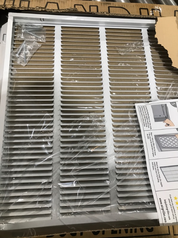 Photo 2 of 20"W x 20"H [Duct Opening Measurements] Steel Return Air Filter Grille [Removable Door] for 1-inch Filters | Vent Cover Grill, White | Outer Dimensions: 22 5/8"W X 22 5/8"H for 20x20 Duct Opening Duct Opening style: 20 Inchx20 Inch