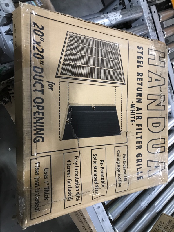 Photo 3 of 20"W x 20"H [Duct Opening Measurements] Steel Return Air Filter Grille [Removable Door] for 1-inch Filters | Vent Cover Grill, White | Outer Dimensions: 22 5/8"W X 22 5/8"H for 20x20 Duct Opening Duct Opening style: 20 Inchx20 Inch