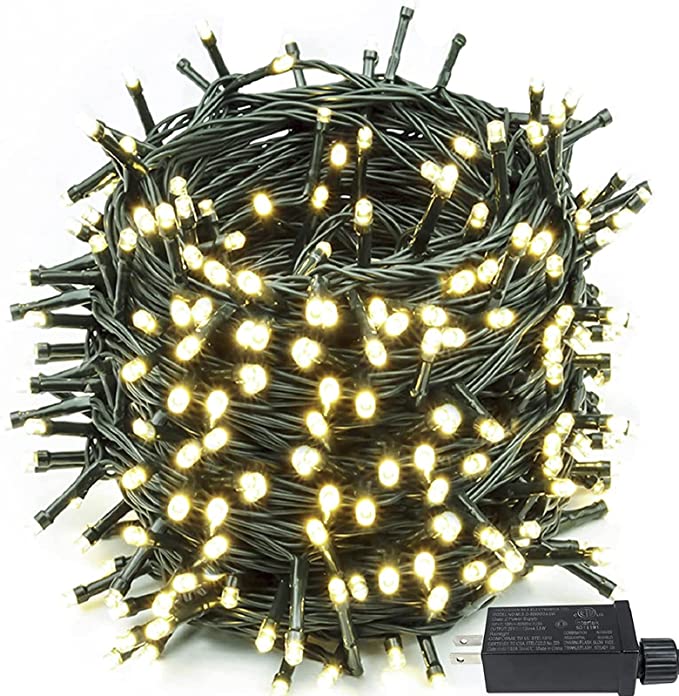 Photo 1 of (Memory Function & Timer) 200 LED Christmas String Lights Indoor/Outdoor, 8 Lighting Modes Christmas Tree Lights on Green Wire (Warm White)
