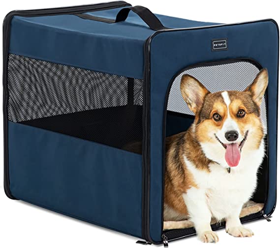 Photo 1 of 
Petsfit Collapsible Dog Crate, Upgrade Zipper and Strengthen The Seam, to Prevent from Escaping, Travel Dog Crate 24 Inch Navy Blue
