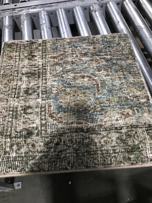 Photo 2 of Amber Lewis x Loloi Morgan Collection MOG-04 Sea / Sage, Traditional 18" x 18" Sample Rug feat. CloudPile™ Sea / Sage 18" x 18" Sample